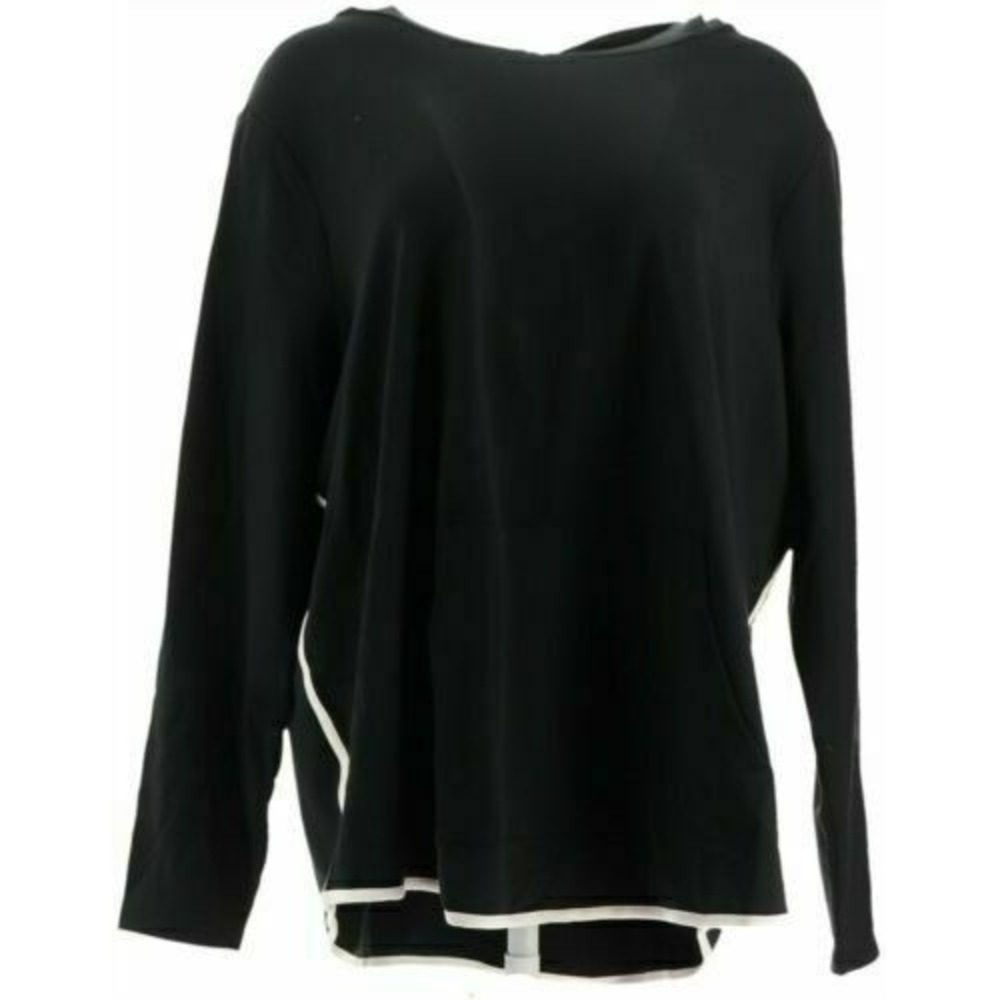 NWT Anybody XL French Terry Hoodie Black white trim 114017